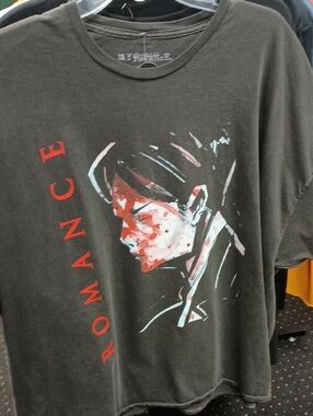 ROMANCE Graphic Tee - Black with Red & White Print